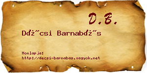 Décsi Barnabás névjegykártya